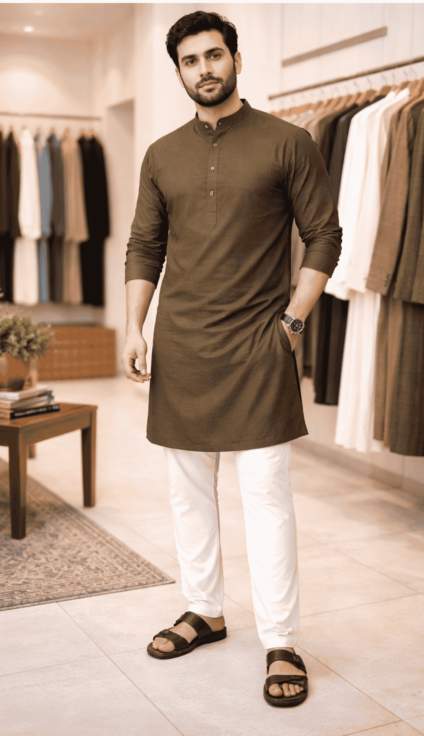 White Cotton Pajama for Men – Drawstring & Side Pockets