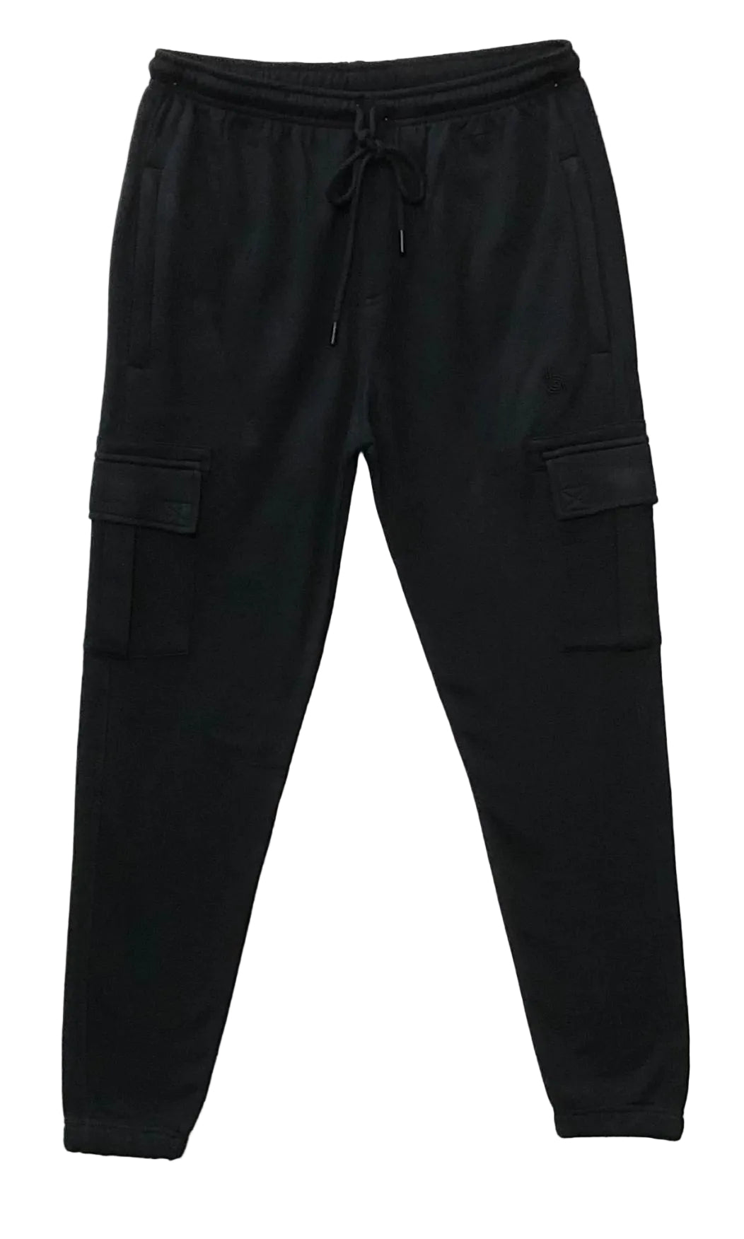 Fleece Black cargo pants on a white background