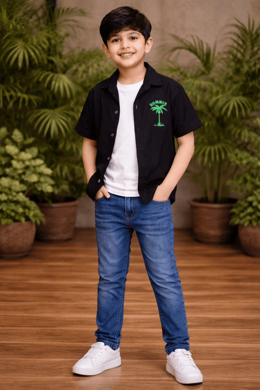 Boys Smart Summer Outfit – Half Sleeve Trendy Casual Shirt (Lmited Stock)