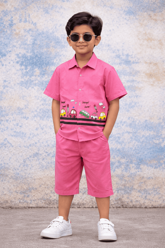 Boys Trendy Printed Shirt & Shorts Set– Comfortable Summer Outfit (Limited Stock Available Hurry to Buy)