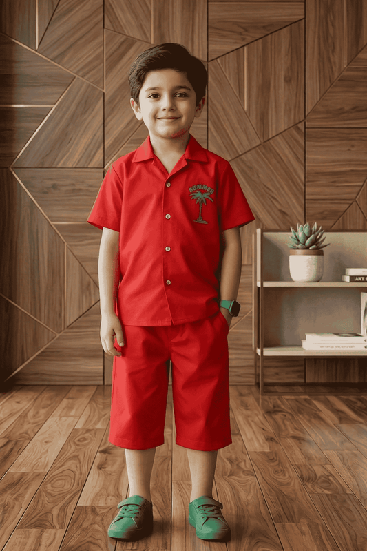 Boys Trendy Printed Shirt & Shorts Set– Comfortable Summer Outfit (Limited Stock Available Hurry to Buy)