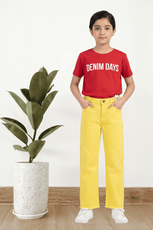 Girl’s Yellow Denim Jeans – Trendy & Comfortable Fit For Summer