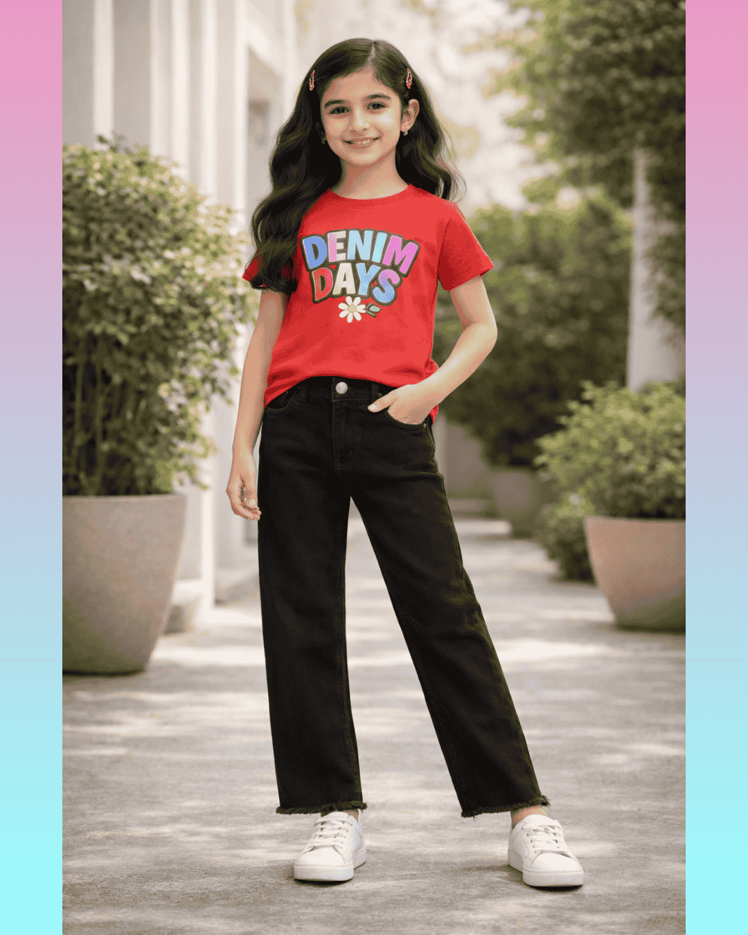Girls Black O.D Denim Jeans – Trendy Fit & Everyday Comfort For Summer