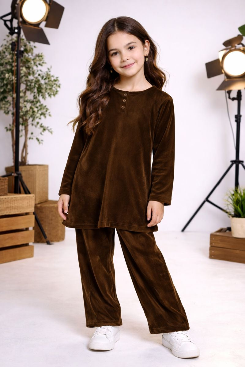 Girls Elegant Velvet Suit | Luxury Winter Wear
