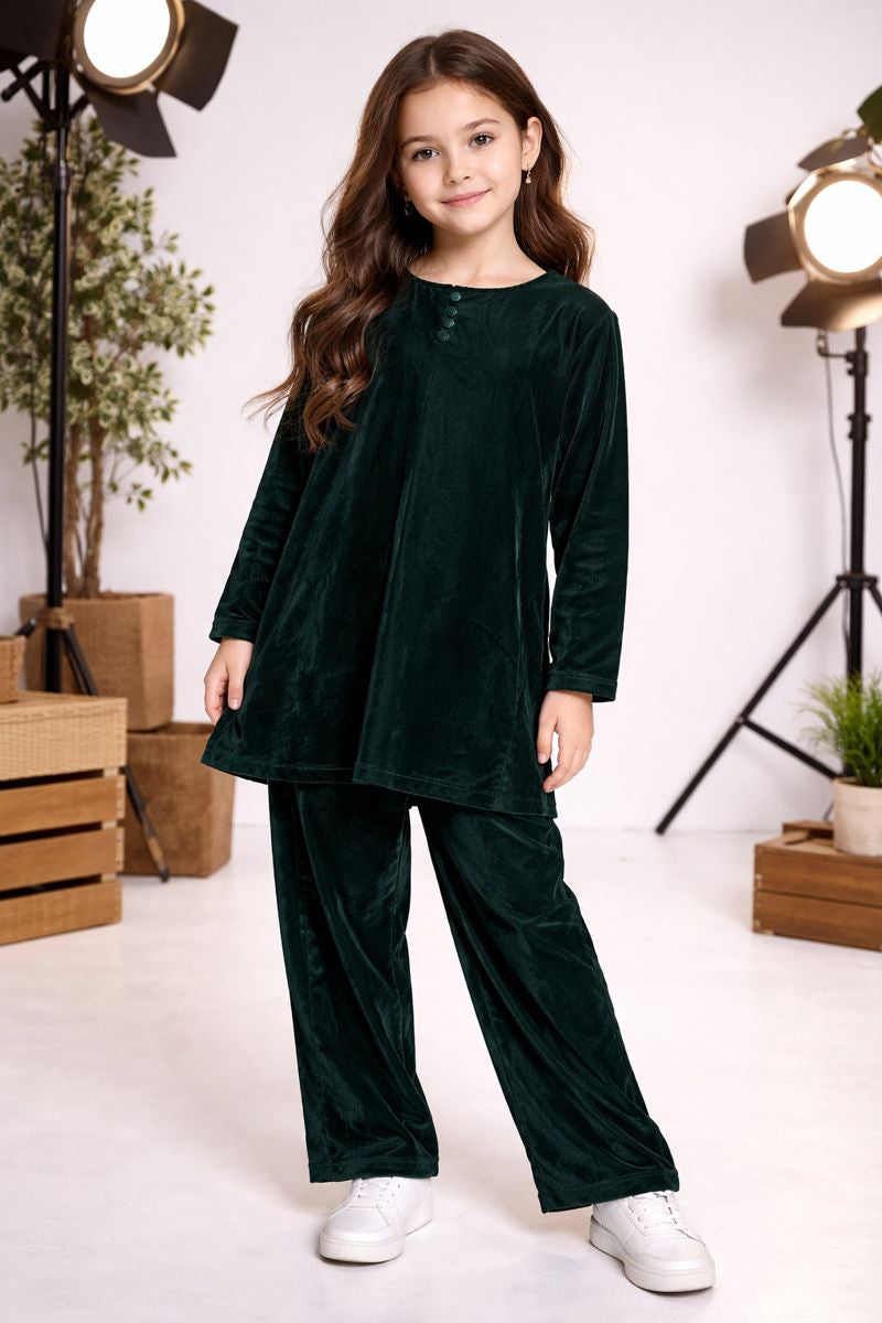 Girls Elegant Velvet Suit | Luxury Winter Wear