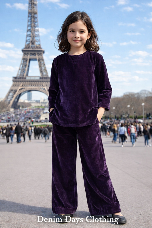Girls Elegant Velvet Suit | Luxury Winter Wear