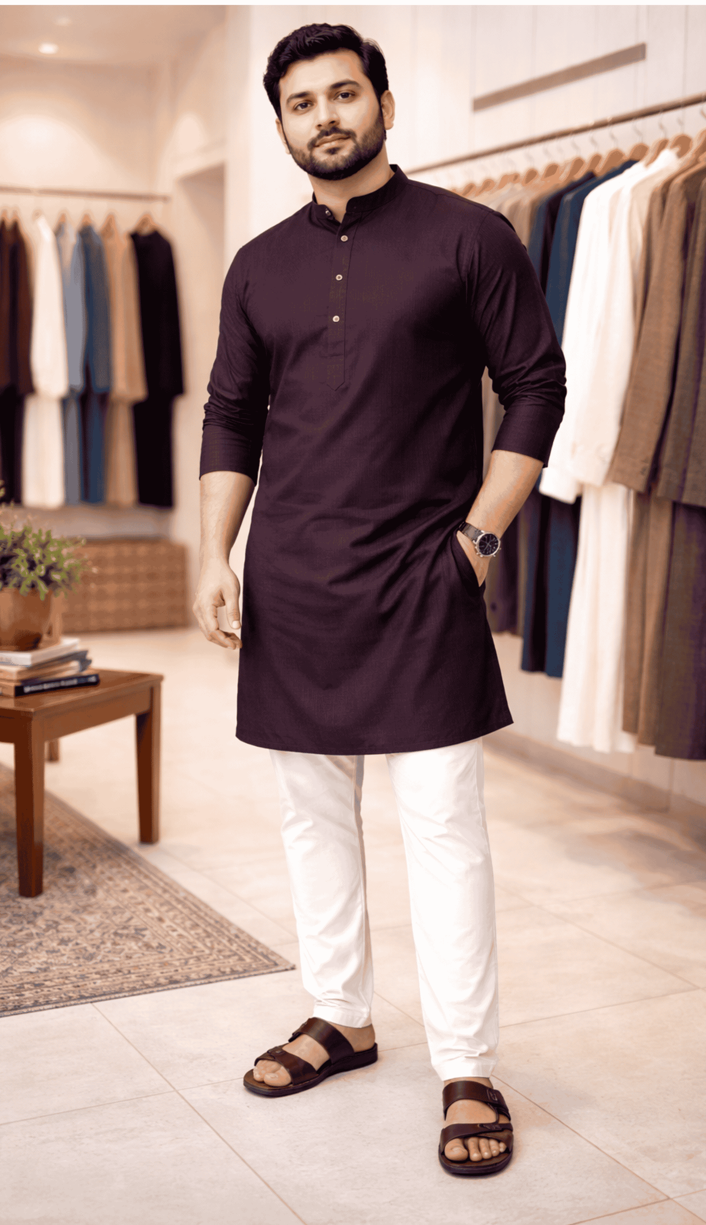 White Cotton Pajama for Men – Drawstring & Side Pockets